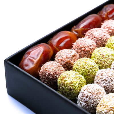 Assorted Coconut Kholas Date Truffles – Gift Box